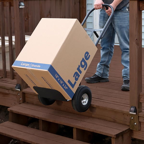Moving Box with D-Handle Truck Up Stairs