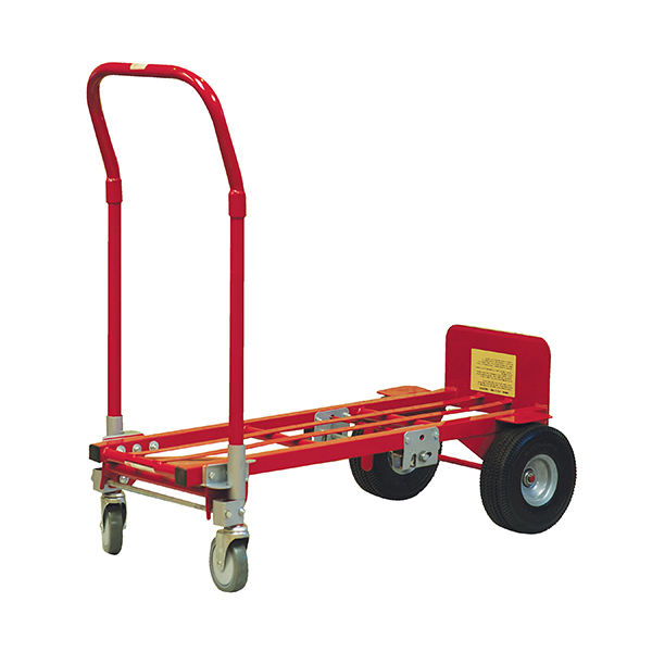 Heavy Duty Industrial Flow Back Handle Jr Convertible Truck with 10" Flat Free Tire Down