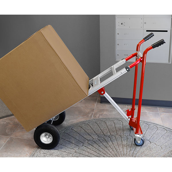 4-In-1 Hand Truck on angle carrying box