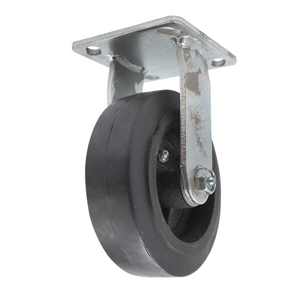 CRM5200 5" Mold-on Rubber Rigid Plate Caster Angle View