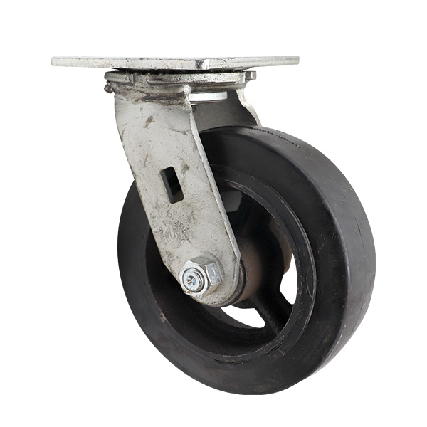 CSM5200 5 Inch Mold-on Rubber Swivel Plate Caster Side View