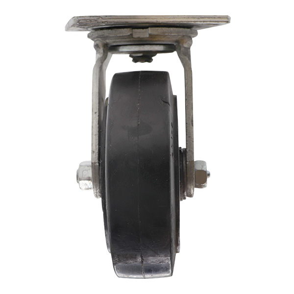 CSM5200 5 Inch Mold-on Rubber Swivel Plate Caster Front View